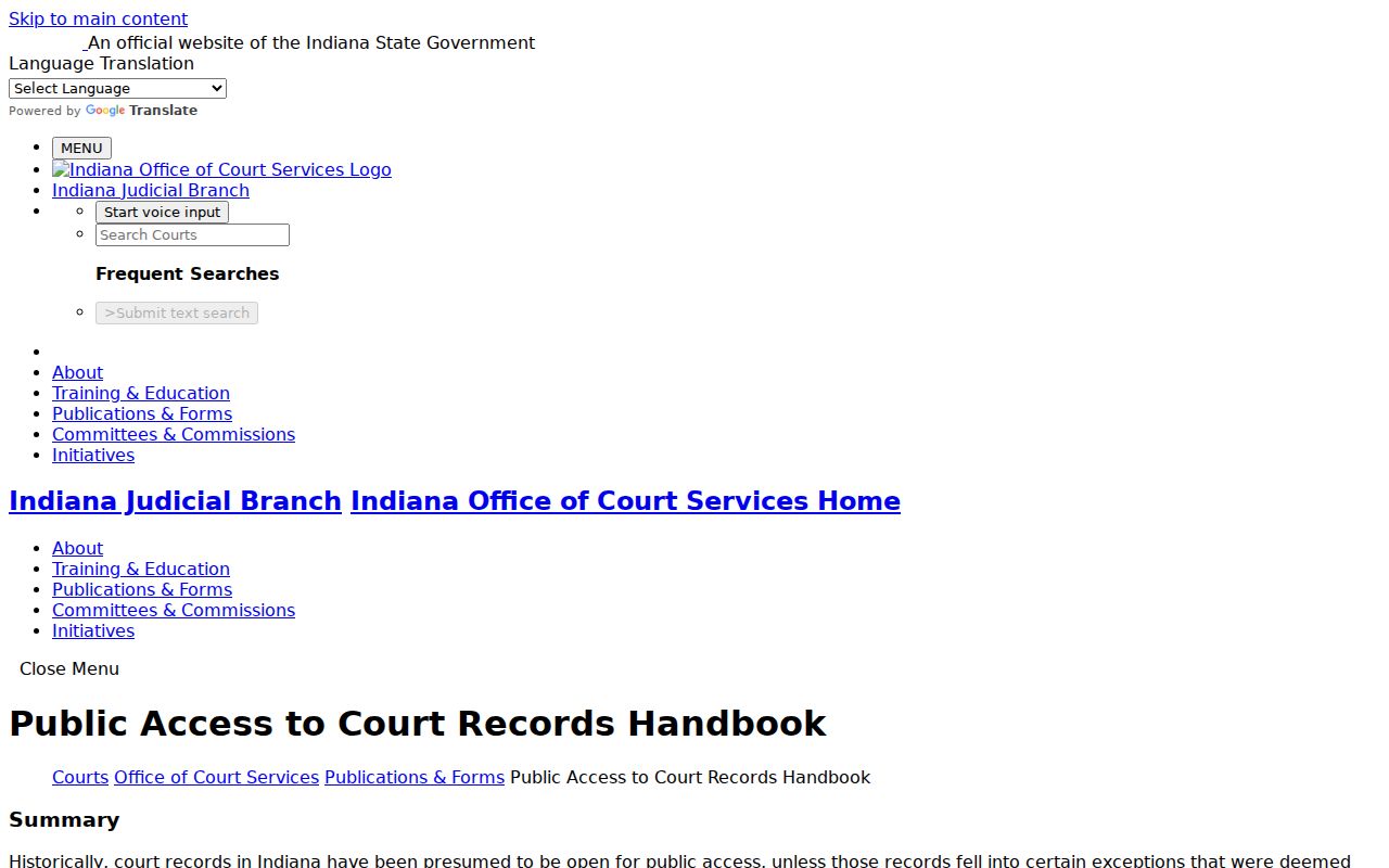 Vermillion County court dates public access handbook