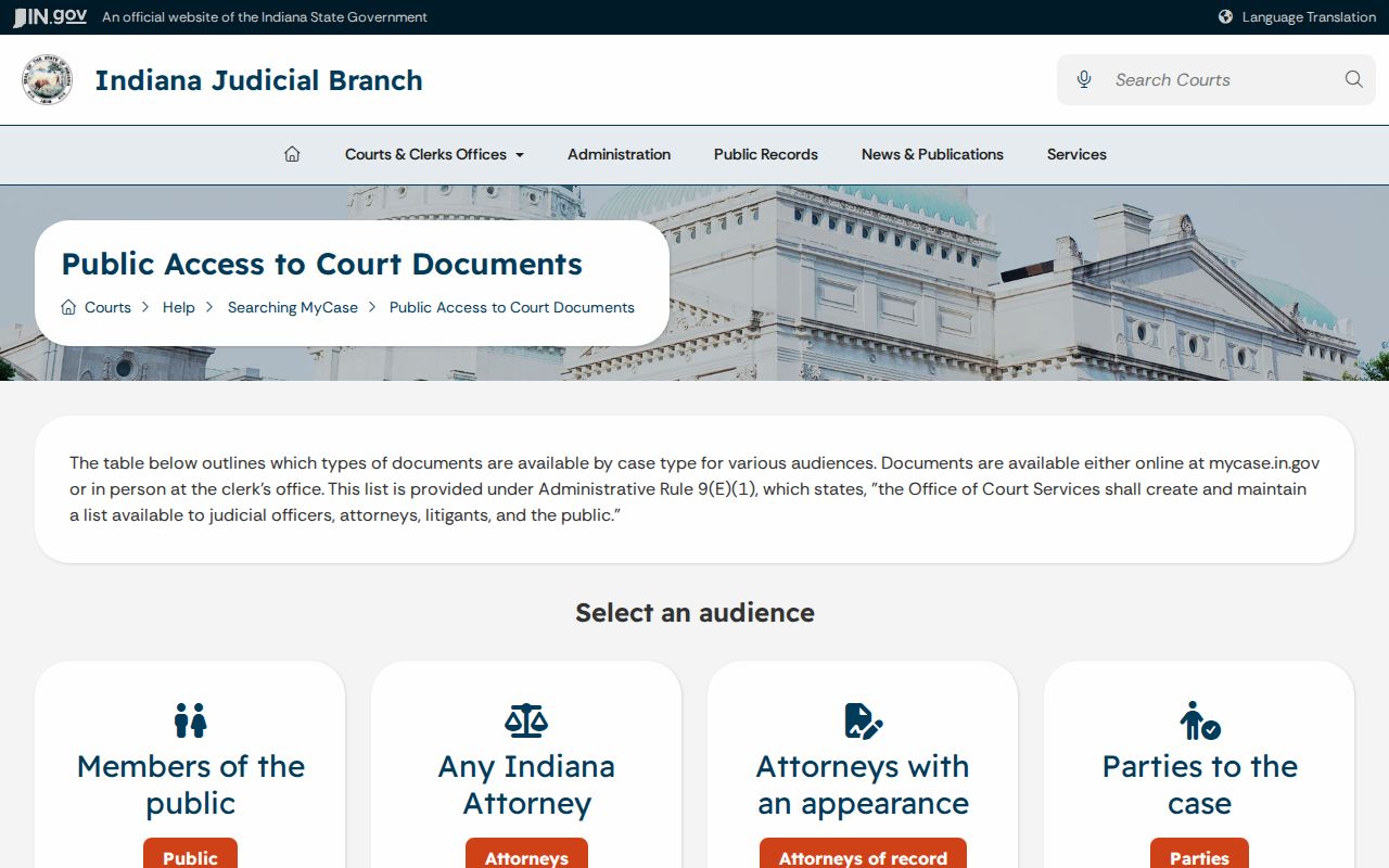 Vermillion County civil docket public document access