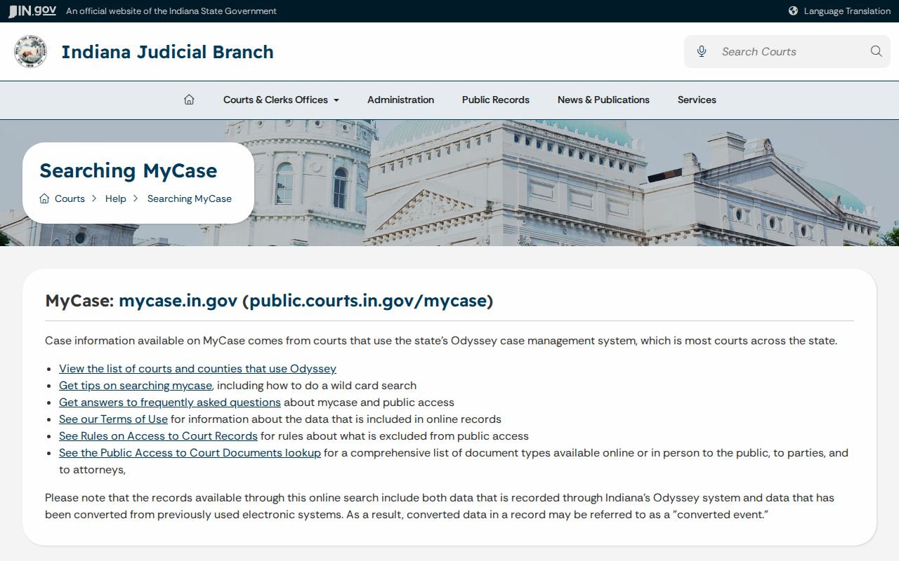 Vermillion County civil docket MyCase help
