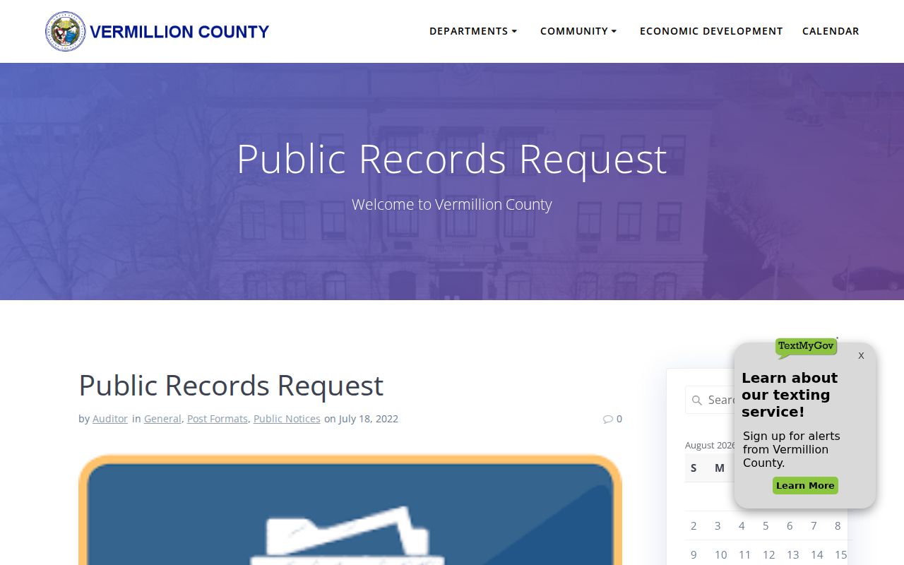 Vermillion County criminal docket public records request