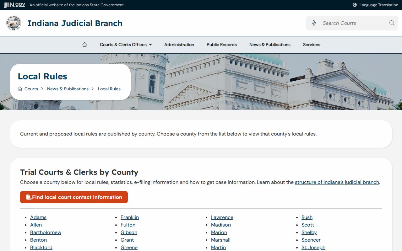 Fairview Park court docket Indiana local rules source