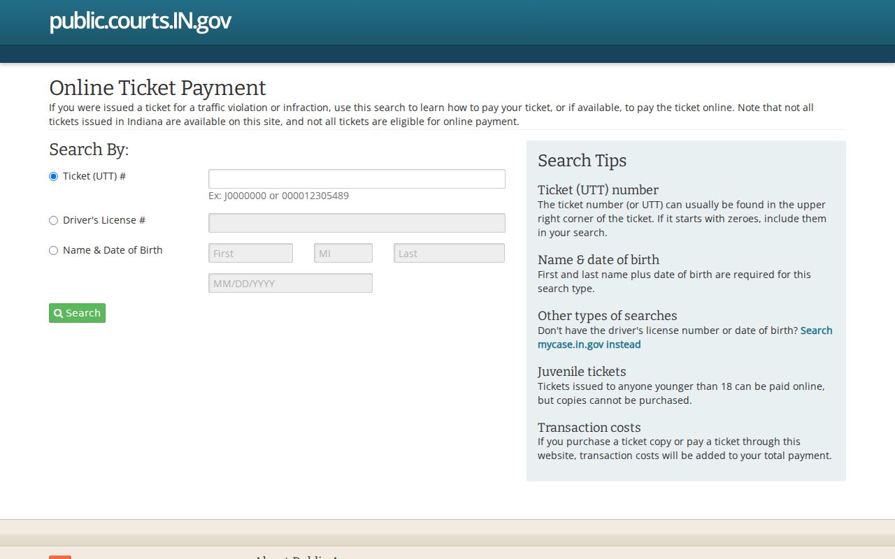 Indiana ePay public payment application