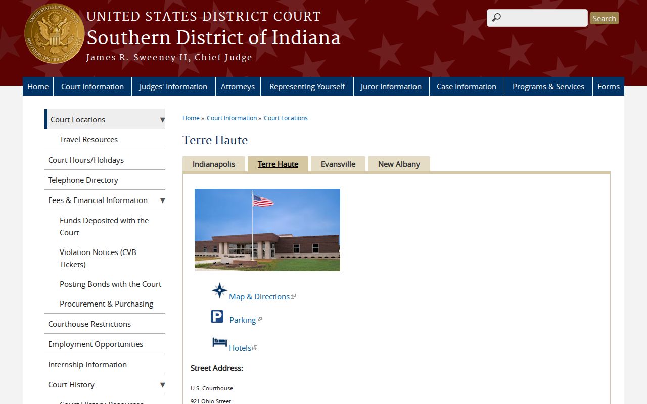 Southern District of Indiana Terre Haute Division page