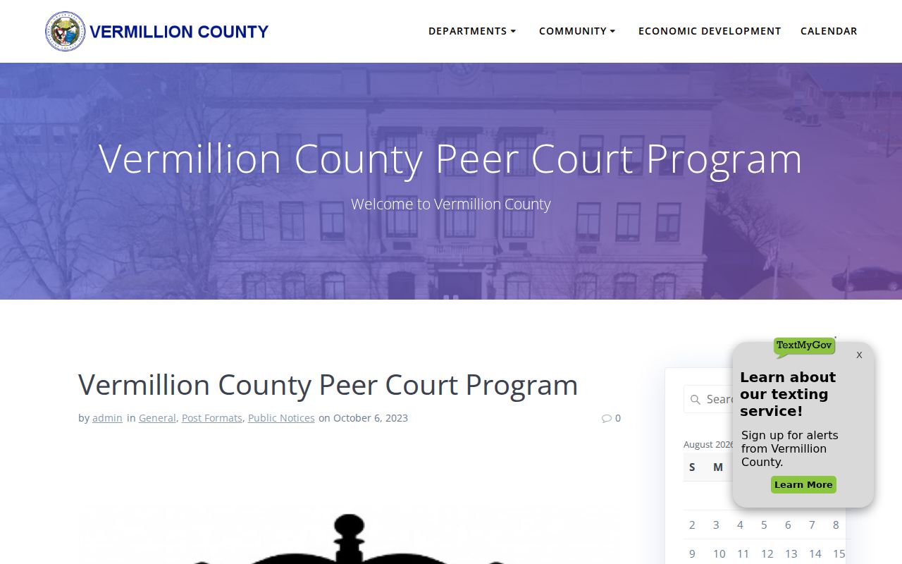 Vermillion County Peer Court program notice